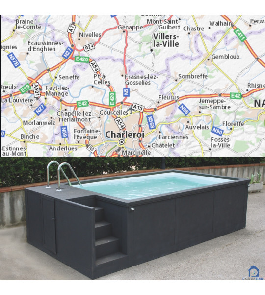 Container piscine 5M25x2M55x1M26 Villers-Perwin en Belgique