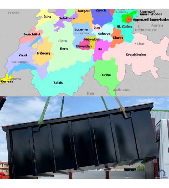 (5702) Niederlenz Schweiz Piscine Container acier 8M50x3M20x1M65