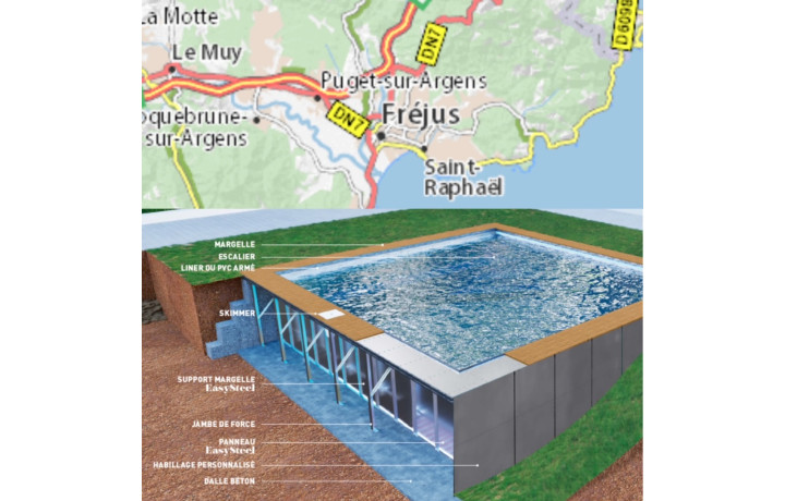 (St Raphael-83700) Piscine acier hors sol 4Mx2Mx1M40